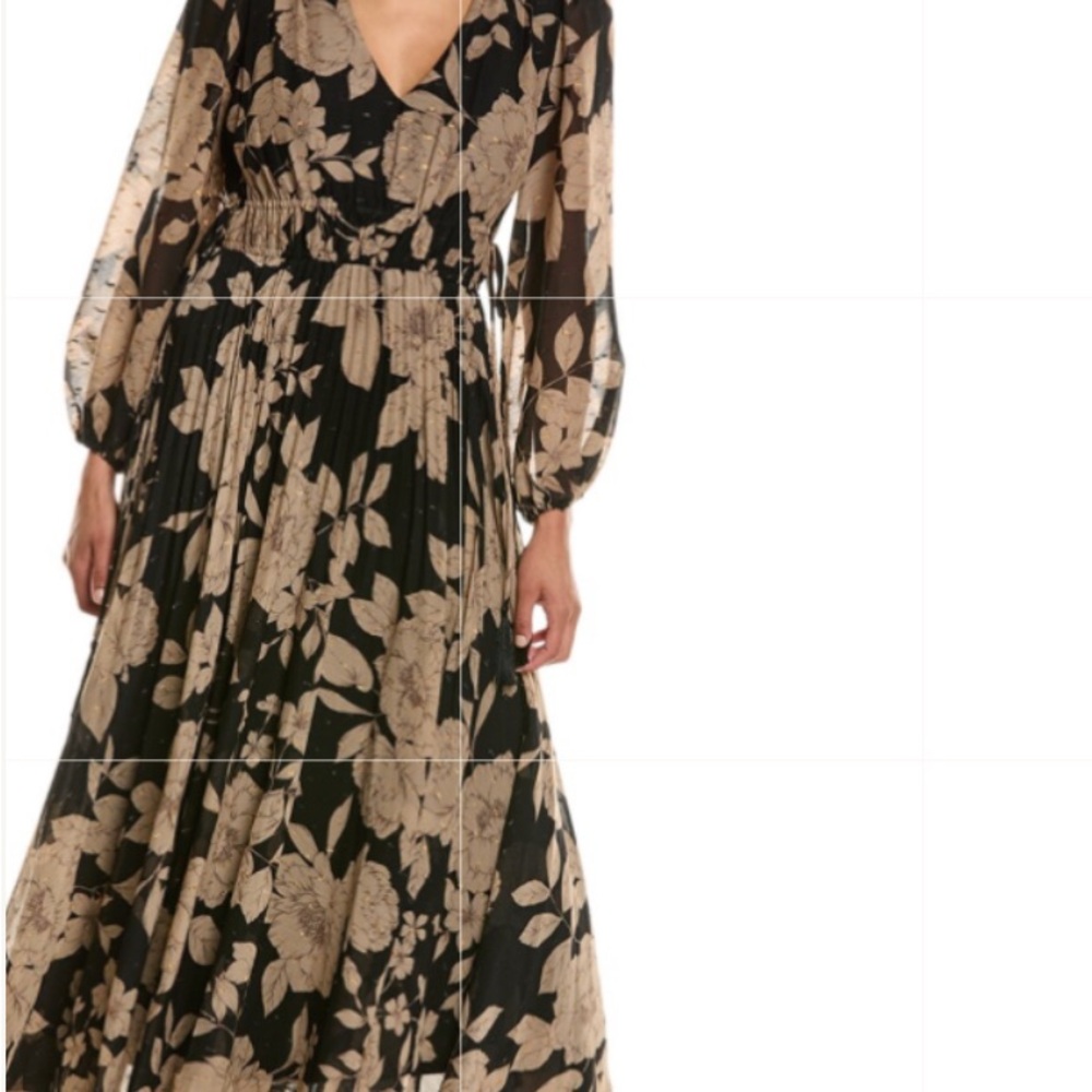 Taylor Black V-Neck Gown with Bishop Sleeves